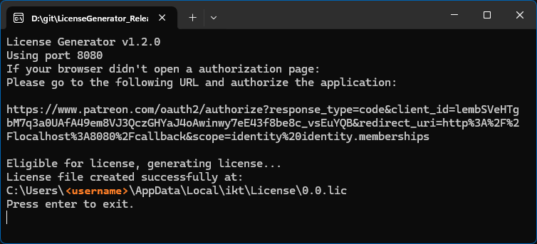 Command window post-auth